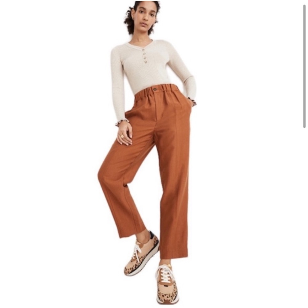 MADEWELL Tapered Huston Pull-On Crop Pants in Cognac Burnt Orange M MC989